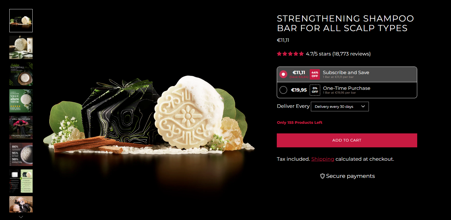 Viori Custom Recharge subscription buy box on product detail page